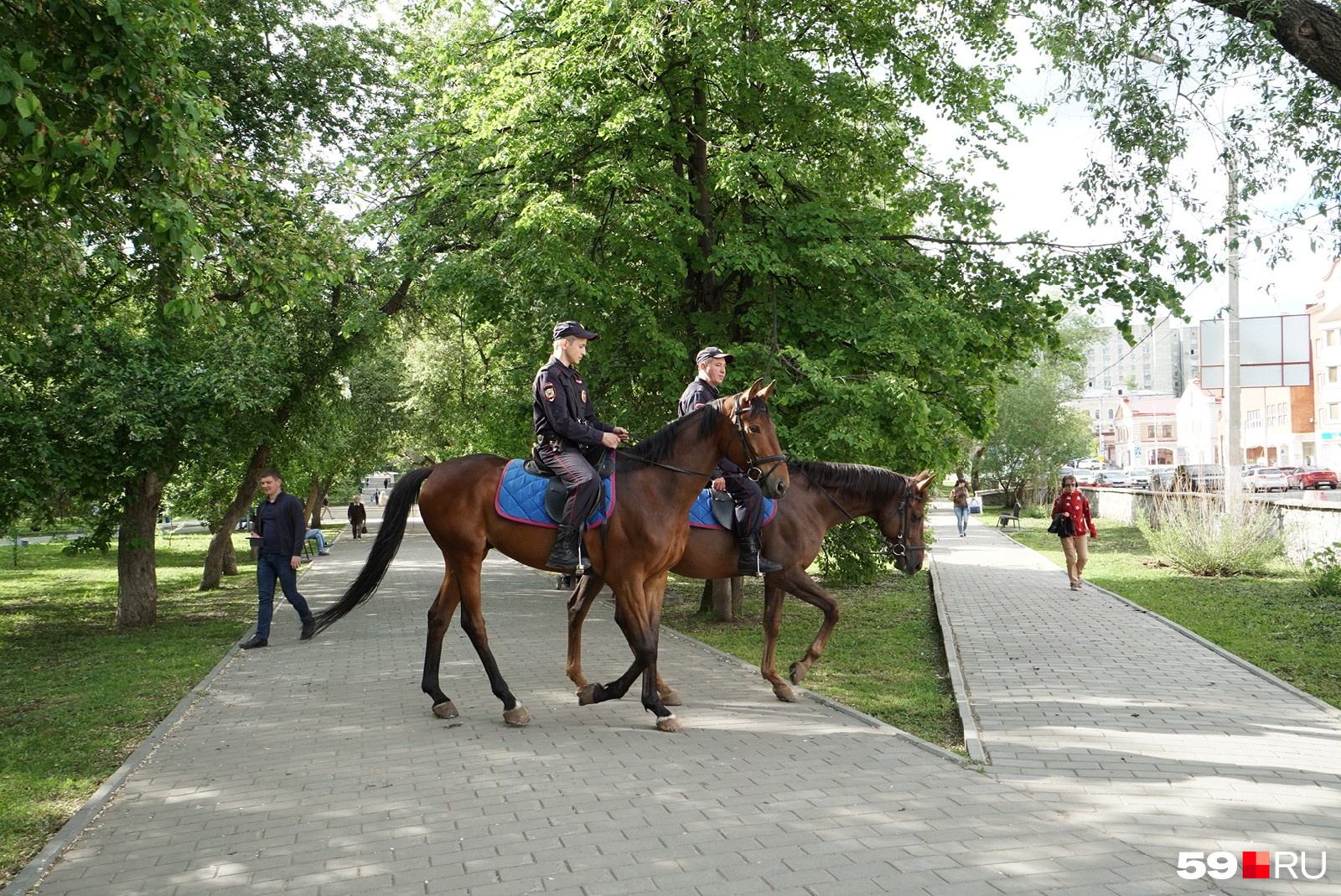 А в сквере Уральских Добровольцев — даже конная полиция