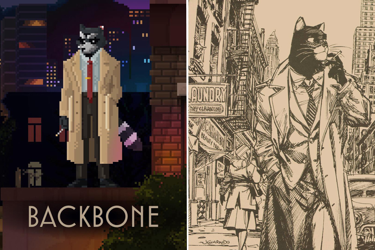 Слева енот Говард Лотар из Badbone.<br>Справа кот-детектив Джон Блэксэд из комиксов BlackSad Слева енот Говард Лотар из Badbone.<br>Справа кот-детектив Джон Блэксэд из комиксов BlackSad