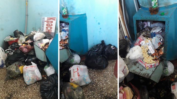 Жители подъезда на Щорса завалили этаж мусорными мешками за длинные выходные