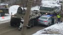 «Это Россия!»: в Ярославле столкнулись военный бронетранспортёр и служебная машина ДПС