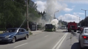На остановке в Академгородке загорелся автобус
