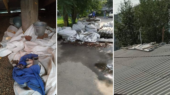 Жители дома на Менжинского заставили чердак ведерками из-за проблем с капремонтом крыши