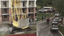 Жилой дом под угрозой: в Тольятти на стройке башенный кран съехал с рельсов