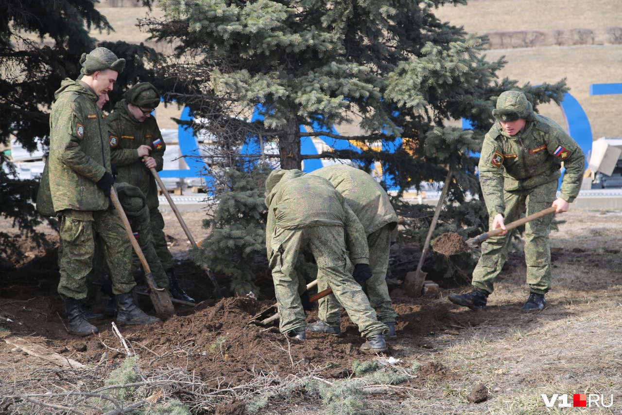 Пока тут. Солдат с лопатой.