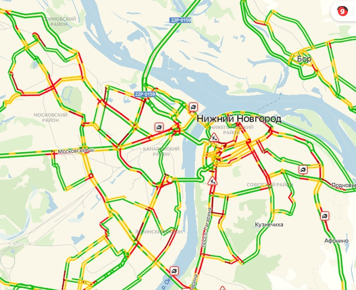 Карта нижнего новгорода пробки на дорогах онлайн в реальном
