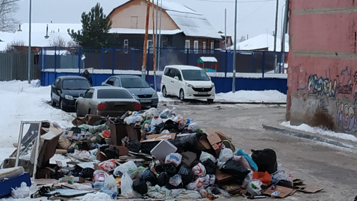 На улице Бабарынка больше недели растут мусорные горы, но их никто не вывозит