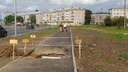 В Рыбинске на только что отремонтированном тротуаре появилась огромная яма