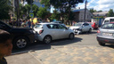 «Бампер в лепешку»: в Самаре на перекрестке столкнулись 4 автомобиля