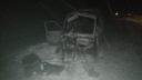 Снесло полмашины: в Самарской области на заснеженной дороге «Ниву» отбросило на грузовик