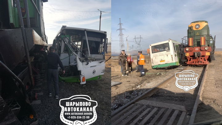 В Шарыпово на переезде автобус столкнулся с локомотивом