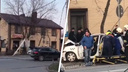 В Ростове таксист протаранил столб: есть раненые