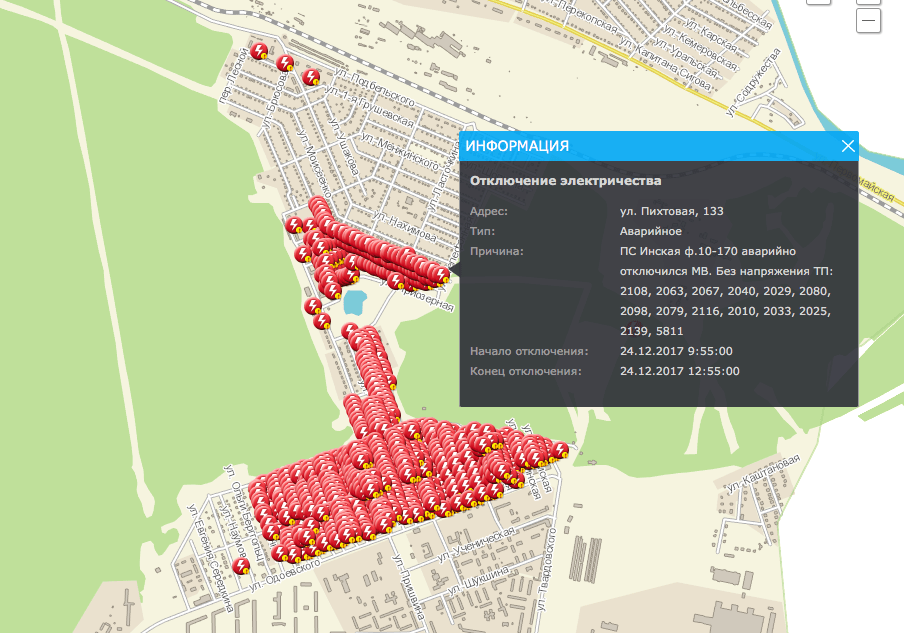 Карта отключения новосибирск электроэнергии