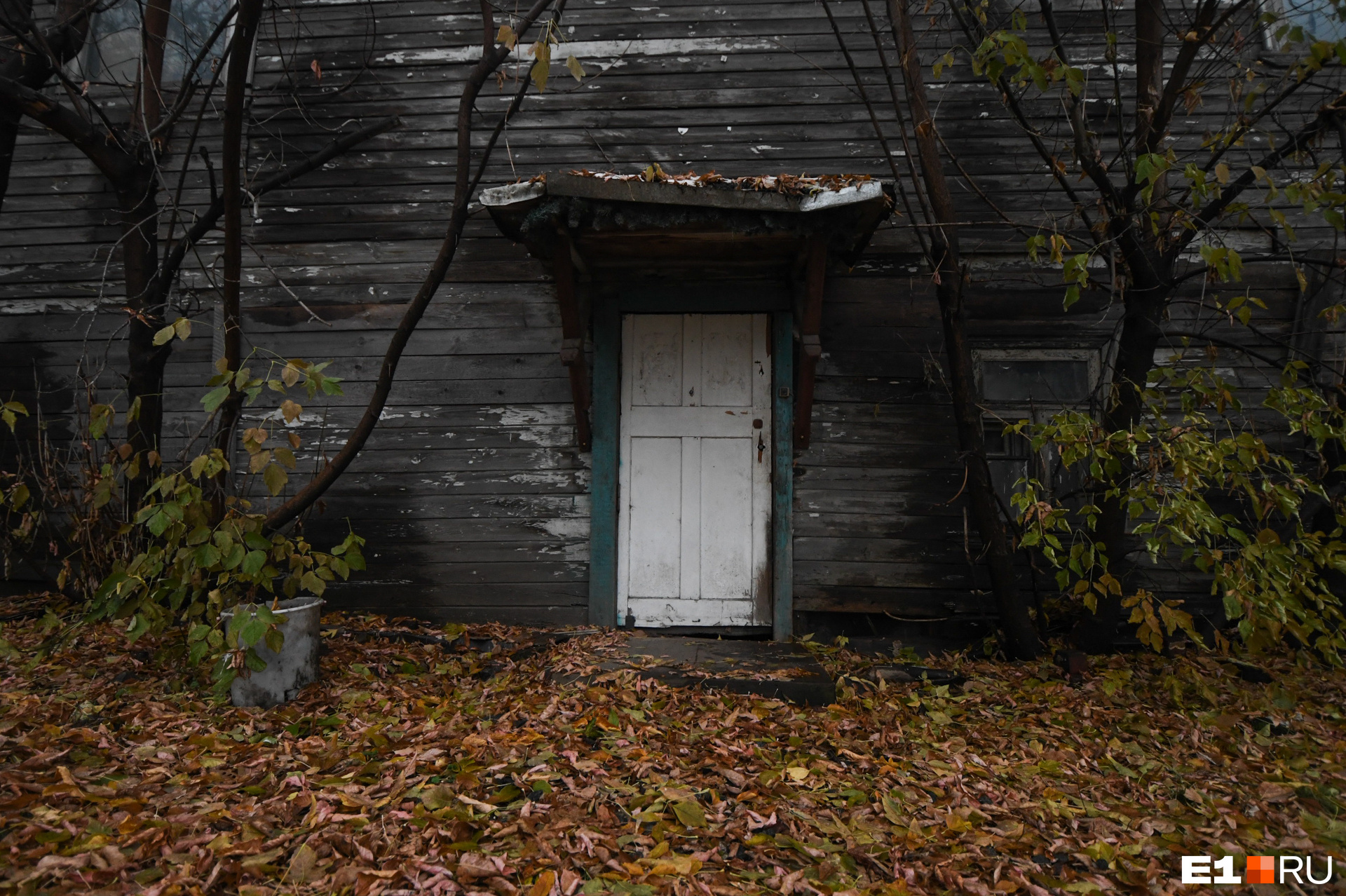 Дверь на цокольный этаж из деревянного пристроя