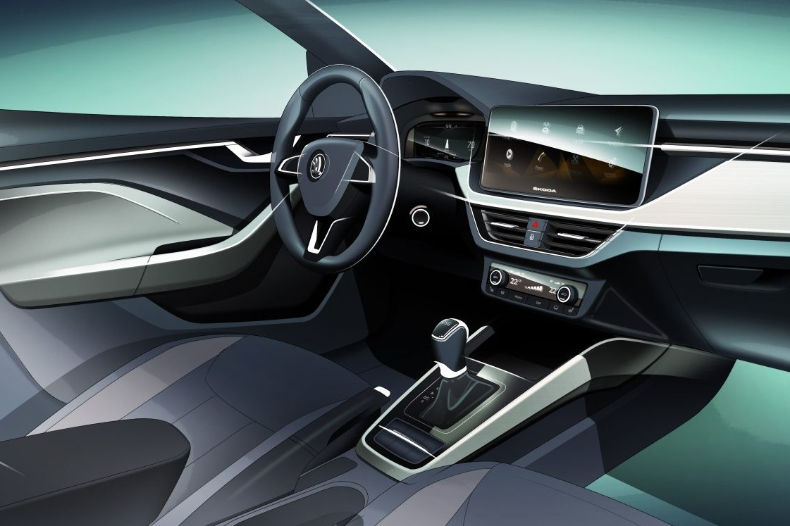 Внешность SKODA Scala пока засекречена, но скетч интерьера уже опубликовали Внешность SKODA Scala пока засекречена, но скетч интерьера уже опубликовали