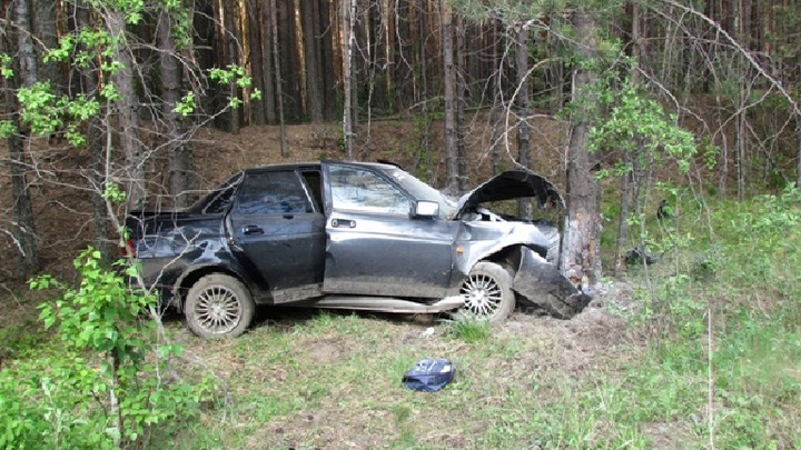 На Среднем Урале трое парней на Lada врезались в дерево по пути в военкомат