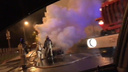 «Всё заволокло дымом»: на Ново-Вокзальной — Ставропольской сгорел Renault Logan