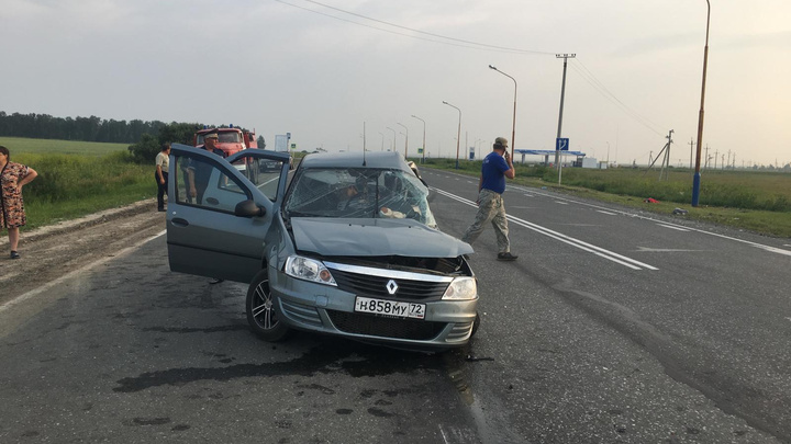 Виновница ДТП погибла, шесть человек травмированы: под Ишимом столкнулись Renault Logan и минивэн