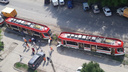 Появилось видео схода трамвая с рельсов на Ставропольской