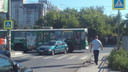 В Самаре на пересечении Авроры и Карла Маркса троллейбус столкнулся с ВАЗ-2114