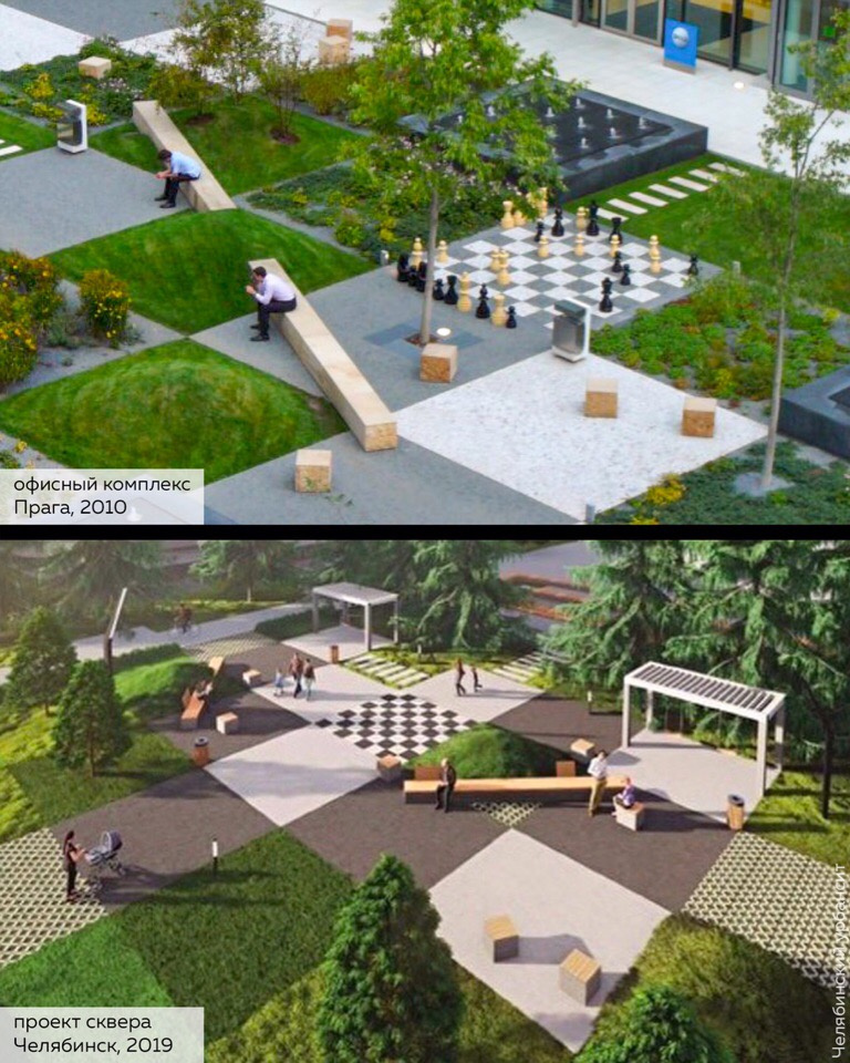 По мнению урбаниста, проект в точности повторяет идею двора в офисном центре в Праге