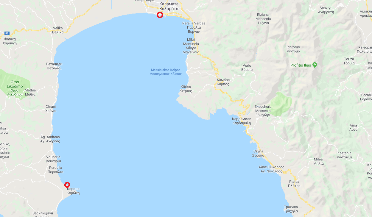 Игорь проплыл по морю из Корони в Каламату Игорь проплыл по морю из Корони в Каламату