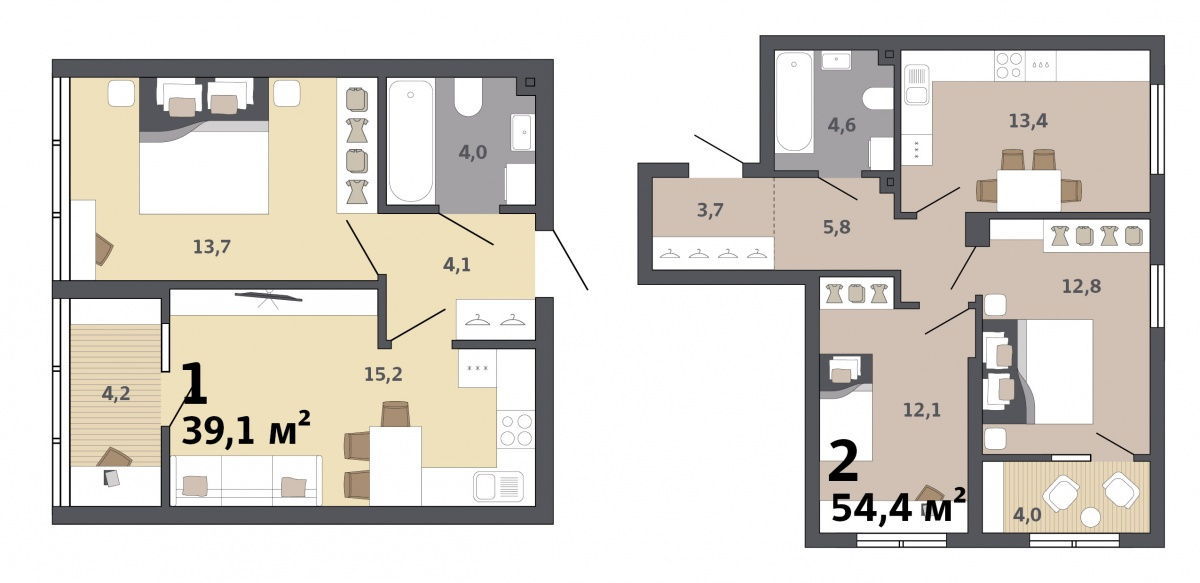 За счет функциональной кухни-гостиной жильцы каждой квартиры, по сути, получат дополнительную комнату