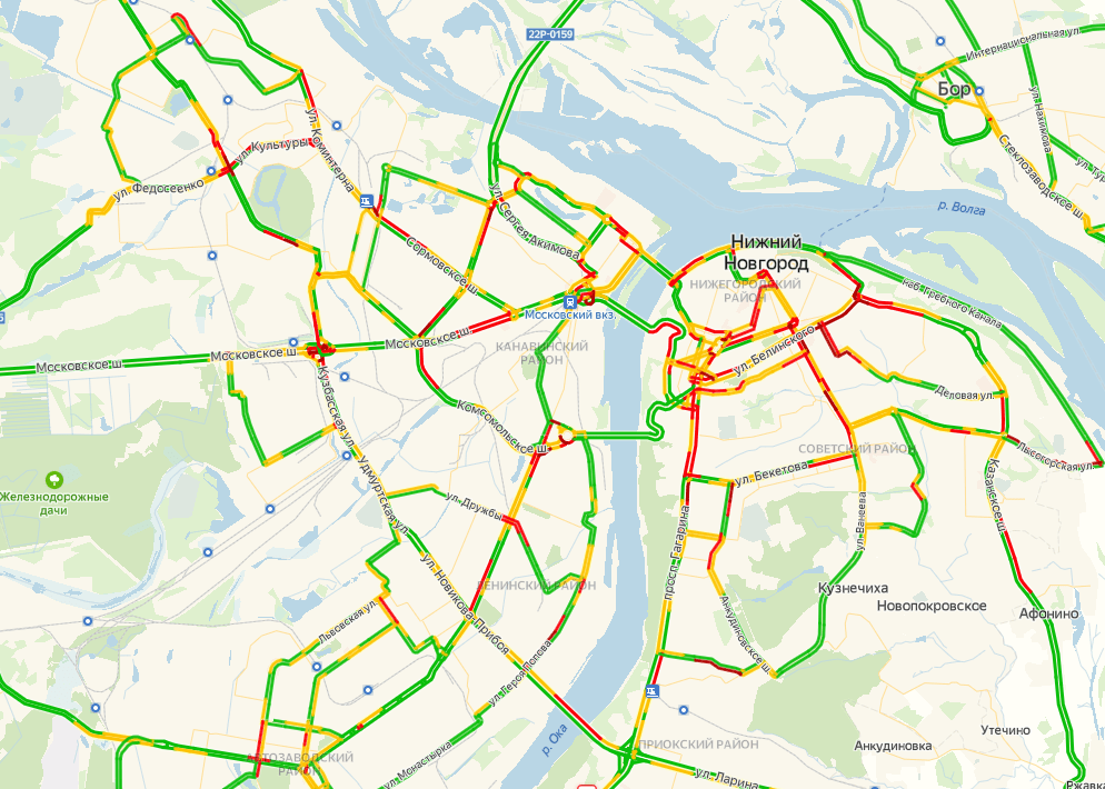 Карта пробок в нижнем новгороде