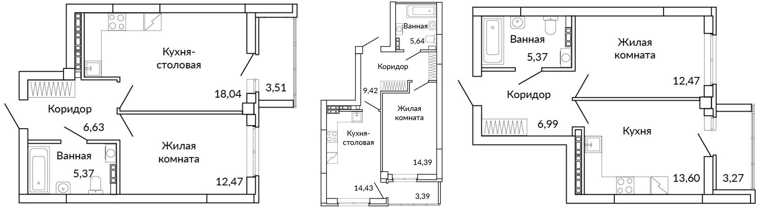 Варианты планировок однокомнатных квартир в классическом исполнении и в евроформате