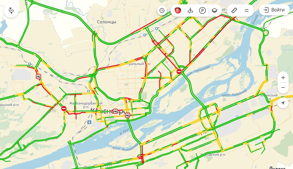 Пробки онлайн красноярск карта