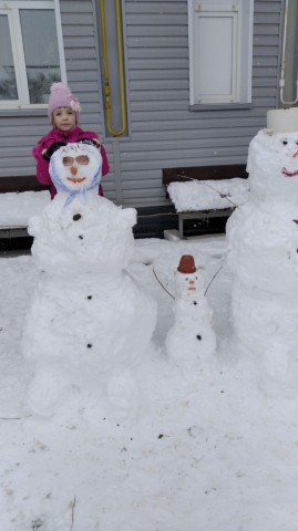 Семья снеговиков поселилась в Дубовке