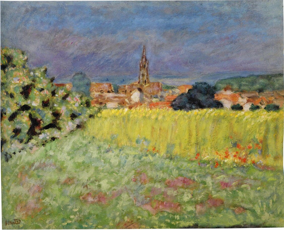 Пьер Боннар. Пшеничное поле перед церковью. 1907