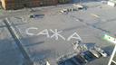 Жители микрорайона «Весенний» вытоптали на чёрном снегу слово из четырёх букв