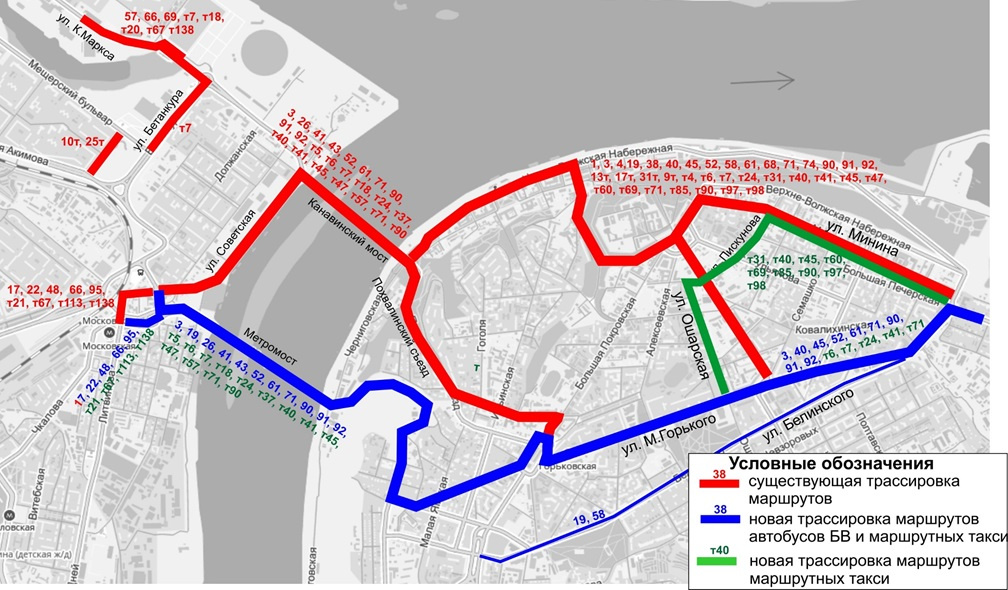 Карта автобусных маршрутов нижнего новгорода