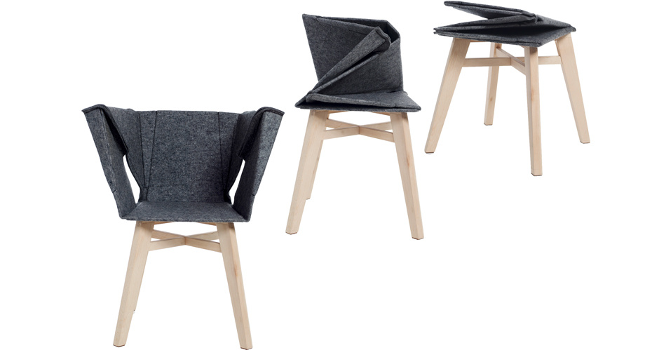Табурет, превращающийся в кресло по принципу оригами, — работа сербских дизайнеров студии KAKO.KO