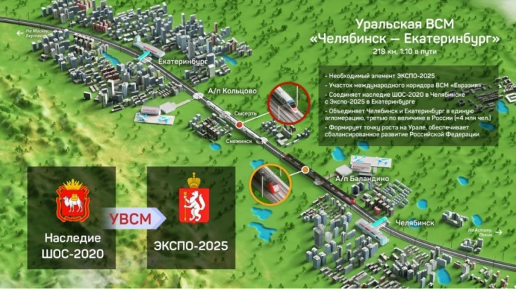 После появления ВСМ путь между
Челябинском и Екатеринбургом будет
занимать немногим более часа После появления ВСМ путь между
Челябинском и Екатеринбургом будет
занимать немногим более часа