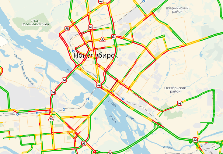 Карта новосибирска пробки на дорогах