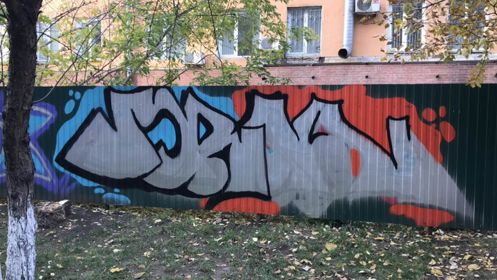 На Ленина художника поймали за нанесением граффити и выписали штраф