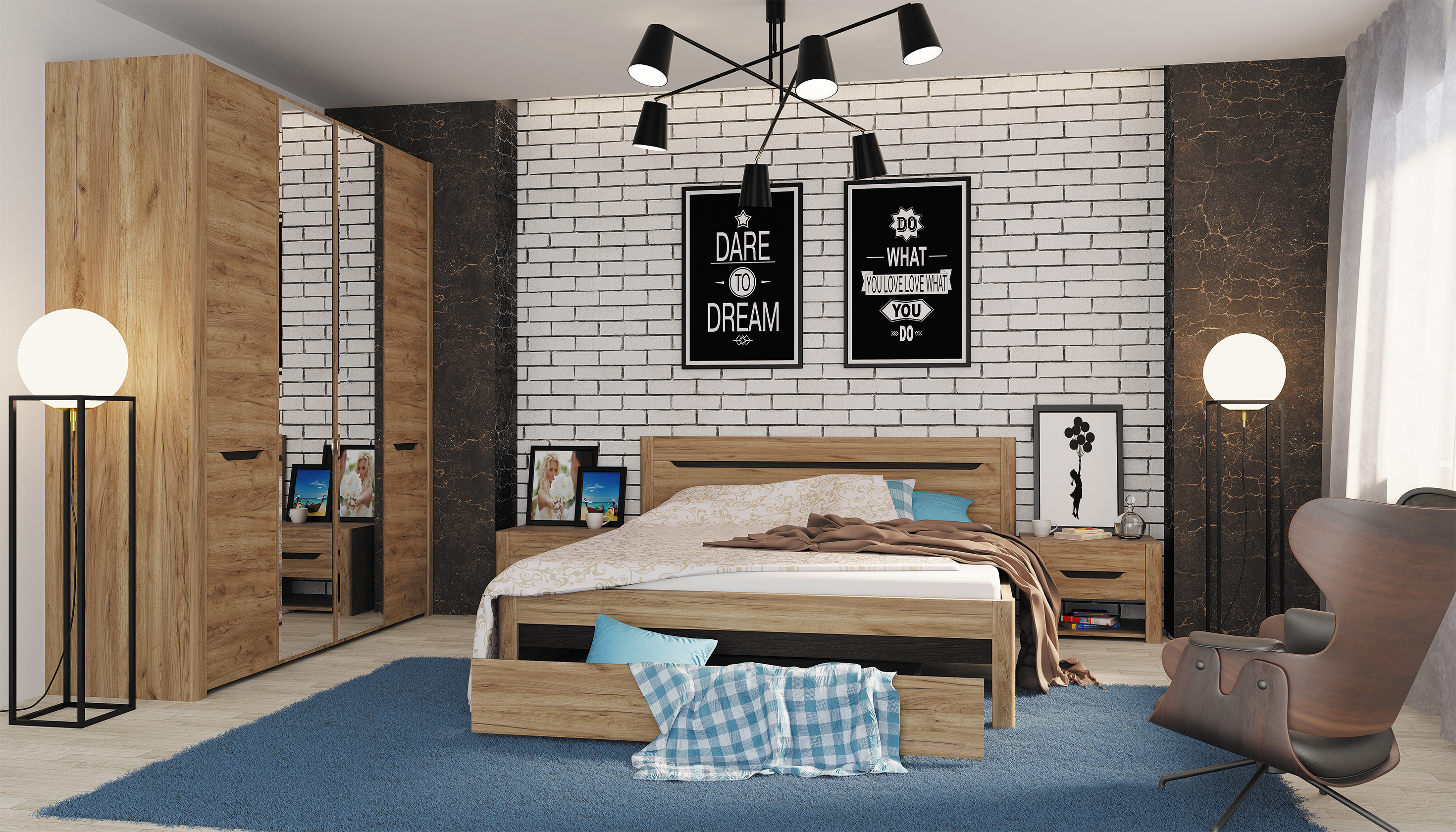 Новинка 2019 года — спальня «Афина» в декоре «Дуб Крафт»