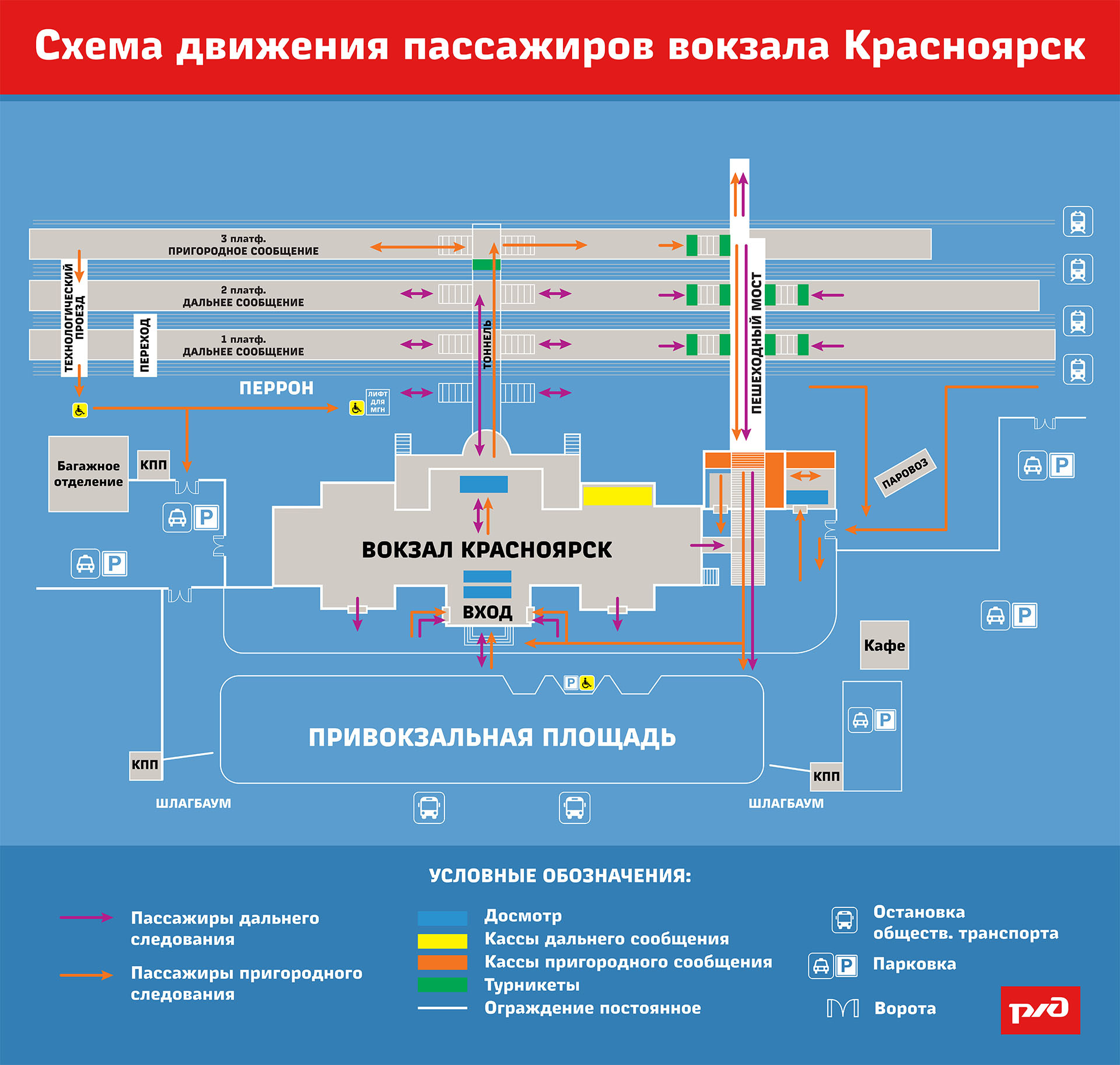 Новая схема движения по железнодорожному вокзалу Красноярска