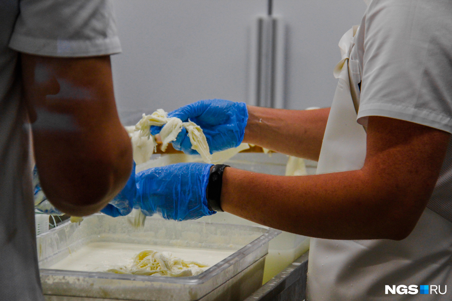 Желающие могут в подробностях рассмотреть, как в «Сыроварне» делают сыр