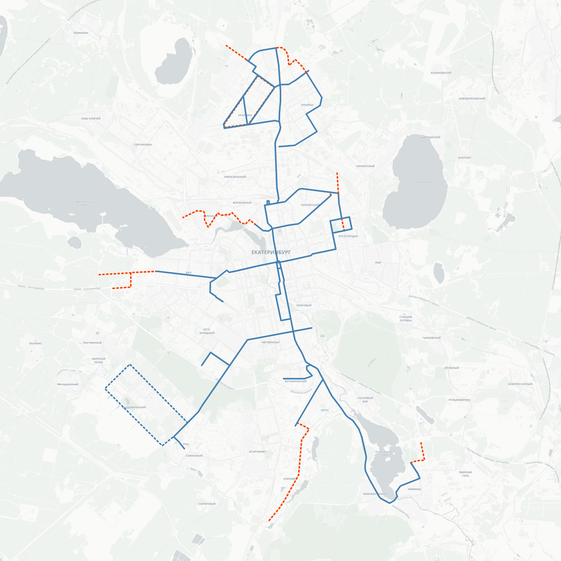 Все предложения по развитию троллейбусных машрутов на одной карте