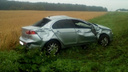 В Далматовском районе водитель не рассчитал скорость и перевернулся на мокрой дороге