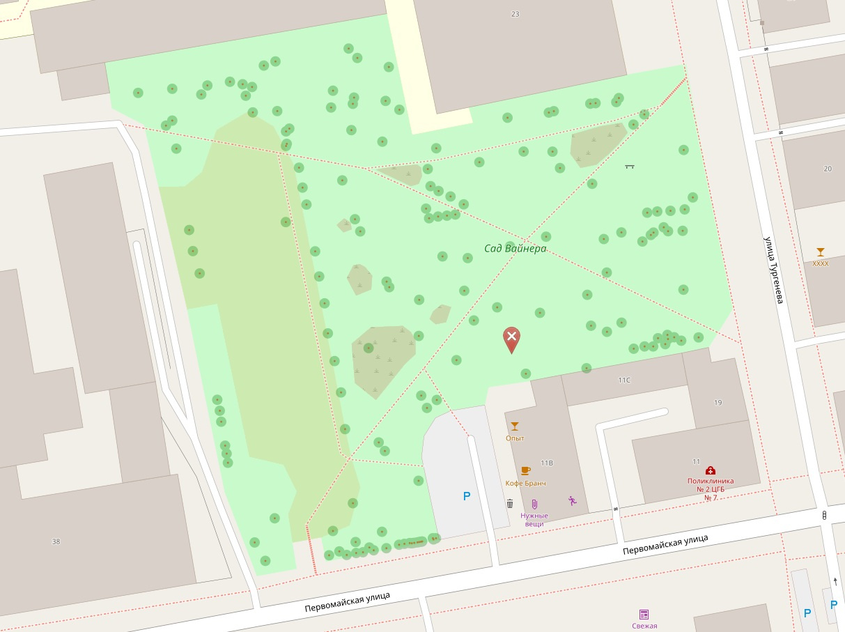 Вот так выглядит карта сада Вайнера с уже переписанными активистами деревьями