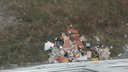 Фото: из окон квартир в Октябрьском районе выкинули большую кучу мусора