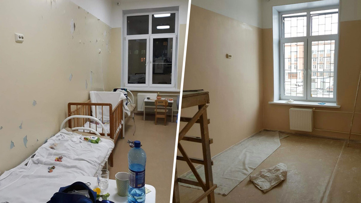 В челябинской больнице отремонтировали палату, в которой краска со стен осыпалась в детские кровати