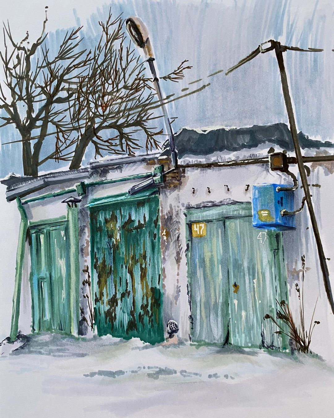 Теплая зима в Красноярске позволяет гулять и рисовать 
