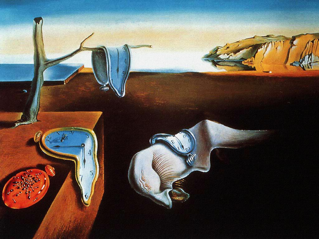 А вот и известная работа Сальвадора Дали «Постоянство памяти» 1931 года. Те же плавящиеся часы — символ непостоянства времени. На выставке ее нет, она хранится в Музее современного искусства в Нью-Йорке. Но увидев предыдущую иллюстрацию, ее сразу вспомнят зрители