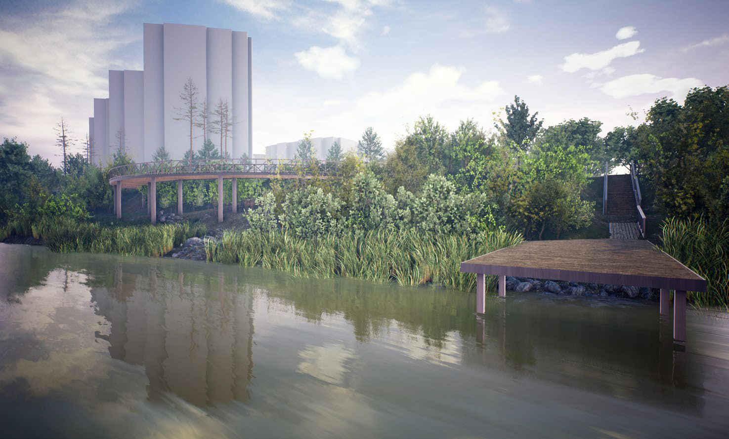 Главное преимущество набережной Ини, по мнению авторов концепции, — её неурбанистический характер: все здания находятся за спиной смотрящих на реку
