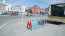 На площади Ленина появилась велопарковка с красной буквой «М»