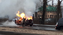 На Ленинградском проспекте загорелся едущий автомобиль